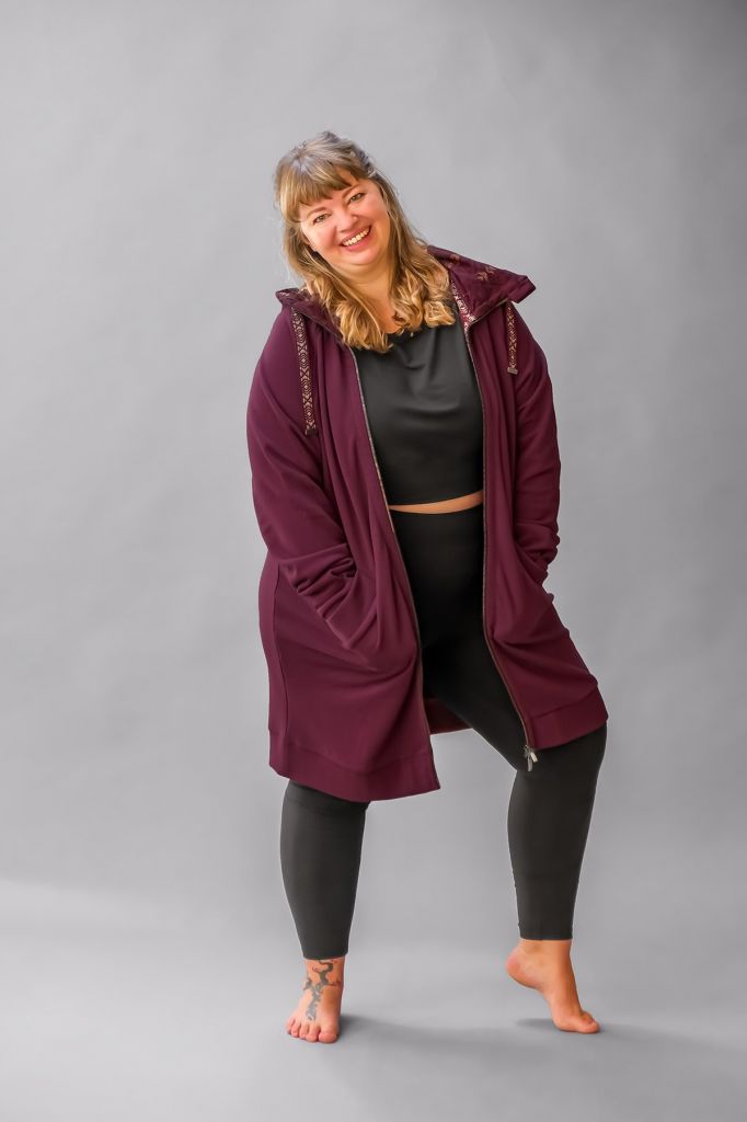 Longjacke - violett-rot Gr. XL